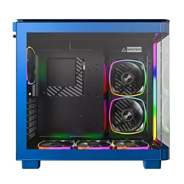 Montech King 95 Dual-Chamber ATX Mid-Tower Gaming Case – High-Airflow, Toolless Panels, Sturdy Curved Tempered Glass Front & Side Panel, ARGB Lighting, Blue - Image 2