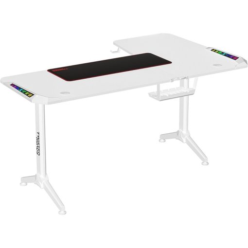 White LED Gaming Desk for Multi-Monitor Setup