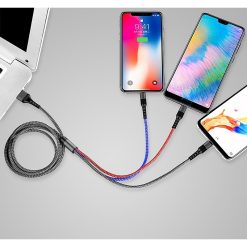 Alternative view of 4FT Multi Charging Cable – Short Multicolor Nylon Braided 3 in 1 Universal Charging Cable with IP/Type-C Ports, Compatible with Multiple Devices: Phone, Tablet