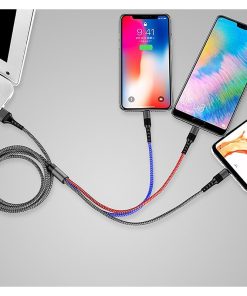 Alternative view of 4FT Multi Charging Cable – Short Multicolor Nylon Braided 3 in 1 Universal Charging Cable with IP/Type-C Ports, Compatible with Multiple Devices: Phone, Tablet