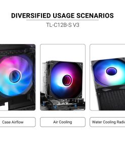 Alternative view of Thermalright TL-C12B-S V3 120mm ARGB CPU Cooling Fan, 1500RPM Speed, Whisper-Quiet 4pin PWM, Black Case Fan with S-FDB Bearing and ARGB Mirror Light Effect (Single Fan)