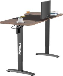 Adjustable Desk with T-Shaped Steel Frame and Walnut Top