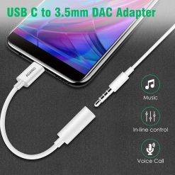 Alternative view of Type C to 3.5mm USB Type C Female AUX Jack Audio Converter – For Headphone, Charging Adapter, White