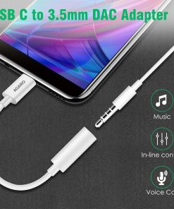 Alternative view of Type C to 3.5mm USB Type C Female AUX Jack Audio Converter – For Headphone, Charging Adapter, White