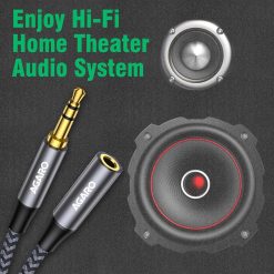 Alternative view of Male-to-Female Extension Audio Cable – 3.5mm AUX, Gold-Plated Mobile Phone Headset Extension, 2 Meters