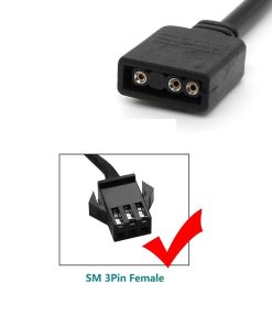 Alternative view of 5V 3Pin ARGB Extension Cable – Motherboard Port to SM3P 1-to-1 Female ARGB Connector Adapter