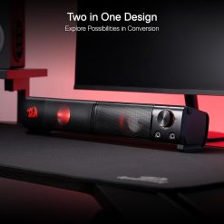 Alternative view of Redragon GS550 Orpheus PC Gaming Speakers, 2.0 Channel Stereo Sound Bar with Compact Design, USB Powered, Red LED Backlit, 3.5mm Audio Jack – Model RED-GS550