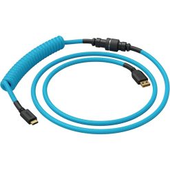 Alternative view of Glorious Coiled USB Type-C Keyboard Cable – Artisan Braided, Tight Springy Coils, 5-Pin Aviator Detachable Connector, Plastic Molded USB Housing, 90° Cable Orientation, 1.3M, Blue | GLO-CBL-COIL-EB