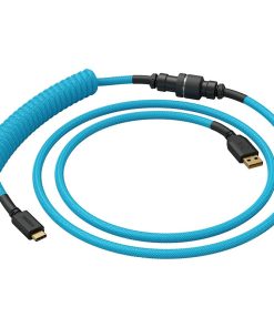 Alternative view of Glorious Coiled USB Type-C Keyboard Cable – Artisan Braided, Tight Springy Coils, 5-Pin Aviator Detachable Connector, Plastic Molded USB Housing, 90° Cable Orientation, 1.3M, Blue | GLO-CBL-COIL-EB