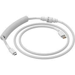 Alternative view of Glorious Coiled USB Type-C Keyboard Cable – Artisan Braided, Tight Springy Coils, 5-Pin Aviator Detachable Connector, Plastic Molded USB Housing, 90° Cable Orientation, 1.3M, White | GLO-CBL-COIL-WHITE