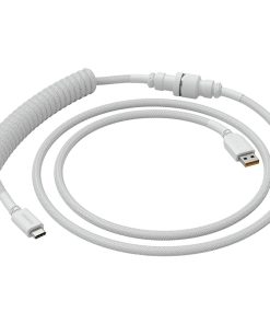 Alternative view of Glorious Coiled USB Type-C Keyboard Cable – Artisan Braided, Tight Springy Coils, 5-Pin Aviator Detachable Connector, Plastic Molded USB Housing, 90° Cable Orientation, 1.3M, White | GLO-CBL-COIL-WHITE