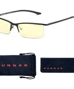 Alternative view of Gunnar Emissary Computer Glasses – Onyx Frame, Amber Lens Tint, Blocks Up to 100% of UV Light, Adjustable Floating Nose Pads, Digital Eye Strain Reduction | ST003-C001