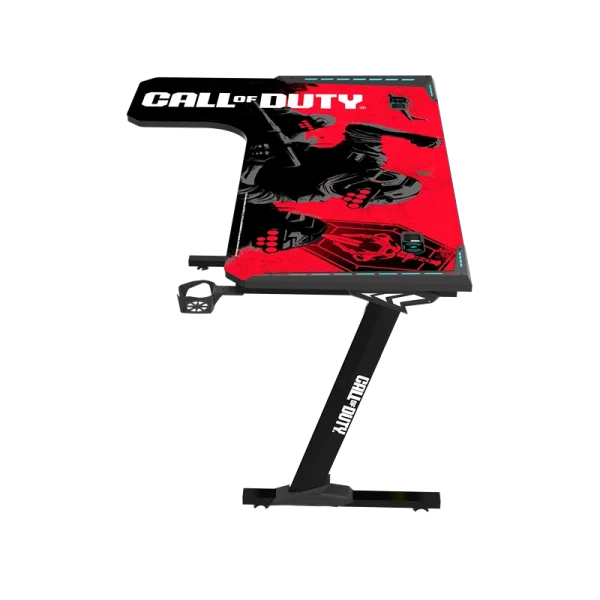 GAMEON Call Of Duty Phantom XL-L RGB Gaming Desk, L-Shaped, Flowing Light, Mouse Pad, HP Hook, Cup Holder, Cable Management, Gamepad Holder, Qi Wireless Charger & USB Hub – Black-Red (COD-PHANTOMXL-L-01) - Image 2