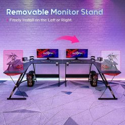 Gaming Desk with Cup Holder and Headset Hook