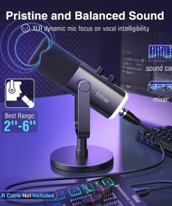 Alternative view of FIFINE XLR/USB Dynamic Microphone for Podcast Recording – PC Gaming Streaming Mic with RGB Light, Mute Button, Headphones Jack, Desktop Stand, Vocal Mic for Singing, YouTube Compatible | AmpliGame AM8