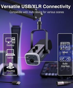 Alternative view of FIFINE XLR/USB Gaming Microphone Set – Dynamic PC Mic for Streaming and Podcasting, RGB Mic Kit with Boom Arm Stand, Mute Button, Headphones Jack, for Recording Vocal and Voice-Over | AmpliGame AM8T