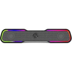 Alternative view of HP DHE-6002 Wired Speaker, 3.5mm Aux Connectivity, Surround Sound, PC & Phone Compatible, Easy Volume Controls, Touch-Controlled RGB Lighting – Black
