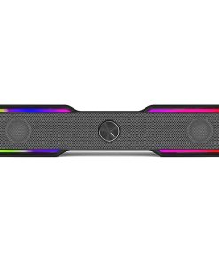 Alternative view of HP DHE-6002 Wired Speaker, 3.5mm Aux Connectivity, Surround Sound, PC & Phone Compatible, Easy Volume Controls, Touch-Controlled RGB Lighting – Black