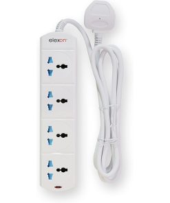 Elexon (EL 2007) Universal Power Extension Cord with 4 Power Sockets, 2 Meter Cable, 4 Way Power Strip, ESMA Certified - White