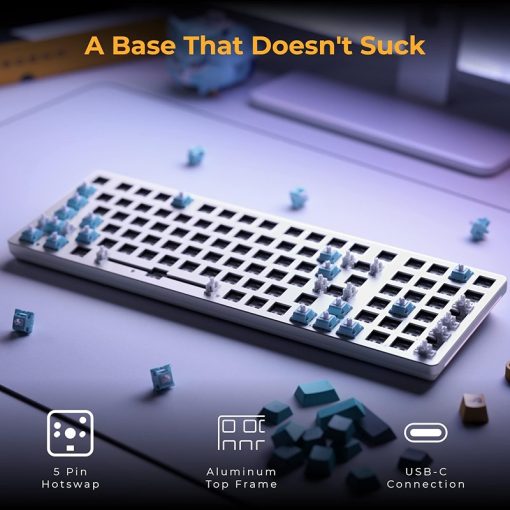 GLORIOUS Gaming GMMK 2 Full Size (96%) Barebones (Frame Only) - Mechanical Gaming Keyboard Frame, Full Size (96%), Aluminium, Customisable, Per Key RGB, American QWERTY Layout - White - Image 2