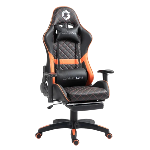 GAMEON Gaming Chair with Foot Rest, Ergonomic Design, Orange/Black, Adjustable for Ultimate Comfort – Model GO-BC4D-BO - Image 2