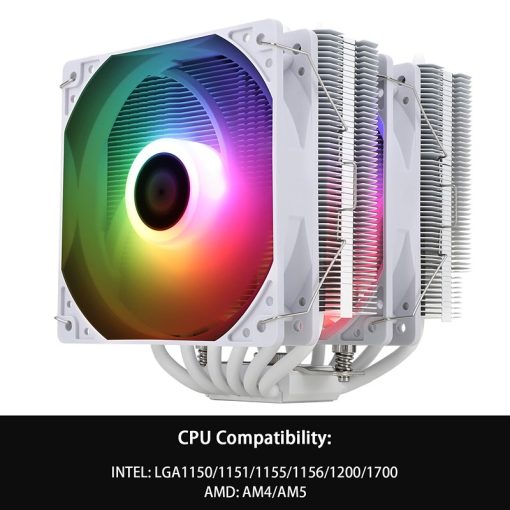Peerless Assassin 120 SE CPU cooler with white heatsink and ARGB