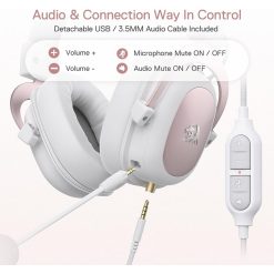 Alternative view of Redragon H510W Zeus 2 Wired Gaming Headset, High Definition Audio, Powerful Bass, White, with Microphone for PC, Mobile, PS4 – Virtual 7.1 Sound