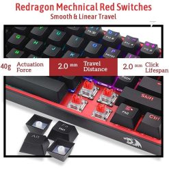 Alternative view of Redragon K617 Fizz 60% Wired RGB Gaming Keyboard - 61 Keys Compact Mechanical Keyboard with Linear Red Switch, Pro Driver/Software Supported, Black