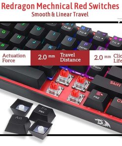Alternative view of Redragon K617 Fizz 60% Wired RGB Gaming Keyboard - 61 Keys Compact Mechanical Keyboard with Linear Red Switch, Pro Driver/Software Supported, Black