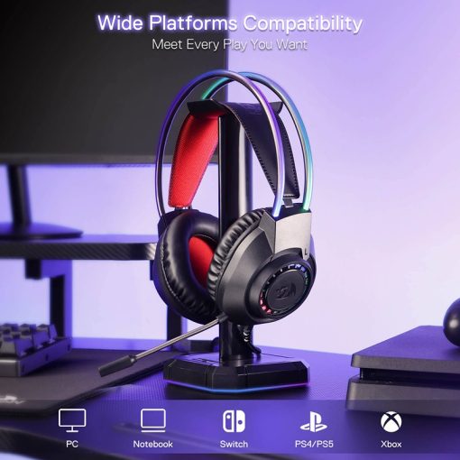 Redragon H231 Scream Wired Gaming Headset – Stereo Surround Sound, 40mm Drivers, Leather Foam Ear Pads, Noise-Canceling Microphone, Multi-Platform Compatible for PC, PS4/5, NS, Xbox One – Black - Image 2