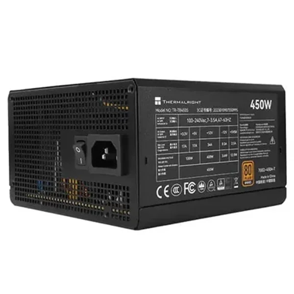 Thermalright 450W TB450S Power Supply with 80Plus Bronze Certification, 100-240V Voltage Support, 1 Fan, 5 SATA Ports, and 8-Pin CPU Power Connector for Versatile Usage