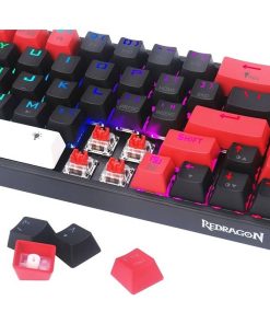 Alternative view of Redragon K631 Castor 65% Wired RGB Gaming Keyboard – 68 Keys, Hot-Swappable, Compact Mechanical with 100% Hot-Swap Socket, Free-Mod Plate Mounted PCB, Dedicated Arrow Keys, Quiet Red Linear Switch