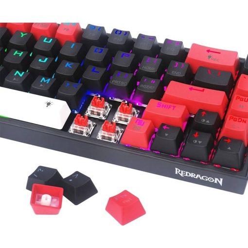 Redragon K631 Castor 65% Wired RGB Gaming Keyboard – 68 Keys, Hot-Swappable, Compact Mechanical with 100% Hot-Swap Socket, Free-Mod Plate Mounted PCB, Dedicated Arrow Keys, Quiet Red Linear Switch - Image 2