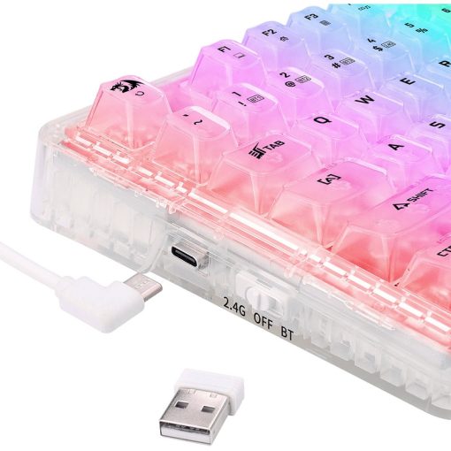 Redragon K649 PRO 78% Wireless Gasket RGB Gaming Keyboard – 3-Modes, 82 Keys, Full-Transparent Mechanical with Hot-Swap Socket, 5 Noise Dampening Layers, Translucent Custom Switch - Image 2