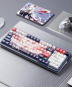 Alternative view of Redragon K686 PRO 98 Keys Wireless Gasket RGB Gaming Keyboard – 3-Mode, Win/Mac Mechanical, 5-Layer Noise Dampening, Dedicated Knob Control, Hot-Swap Linear Red Switch – Blue Himmel Color