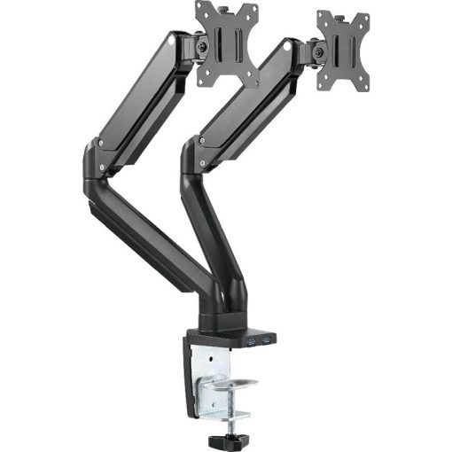 Twisted Minds Premium Dual Monitor Arm – Aluminum Gas Spring Pole Mounted, Detachable VESA Plate, 2 Accessible USB 3.0 Ports, Free Tilt Design, Black (Model TM-26-C012U) - Image 2