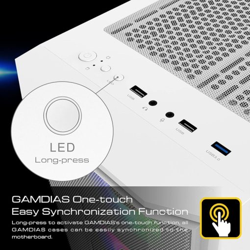 GAMDIAS Athena M6 LITE White Case with Mesh Front Panel