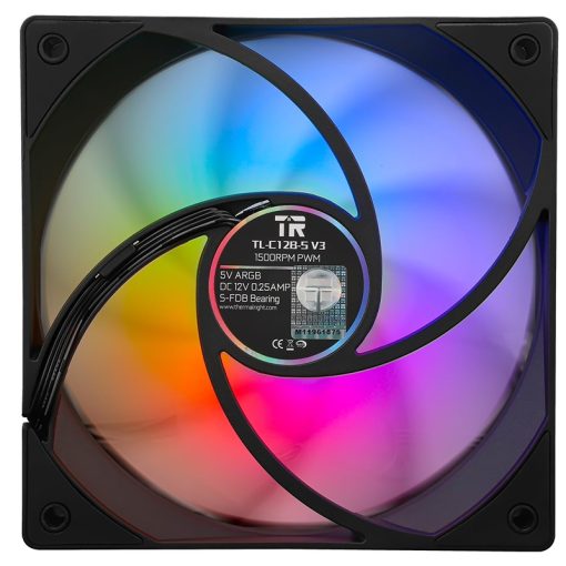 Thermalright TL-C12B-S V3 120mm ARGB CPU Cooling Fan, 1500RPM Speed, Whisper-Quiet 4pin PWM, Black Case Fan with S-FDB Bearing and ARGB Mirror Light Effect (Single Fan) - Image 3