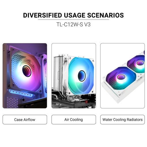 Thermalright TL-C12W-S V3 120mm ARGB CPU Cooling Fan, 1500RPM Speed, Whisper-Quiet 4pin PWM, White Case Fan with S-FDB Bearing and ARGB Mirror Light Effect (Single Fan) - Image 3