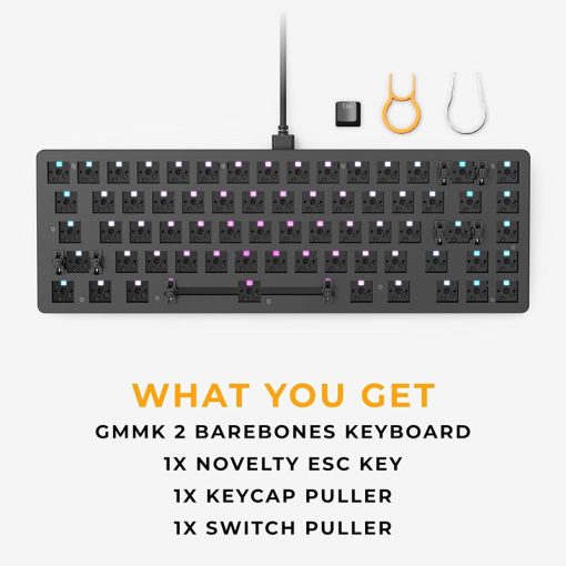 GLORIOUS Gaming GMMK 2 Compact 65% Barebones (Frame Only) - Mechanical Gaming Keyboard Frame, Compact TKL Size (65%), Aluminium, Customisable, Per Key RGB, American QWERTY Layout - Black - Image 3