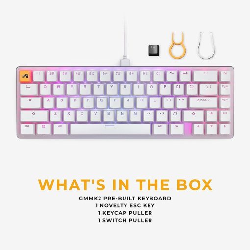 Glorious GMMK 2 TKL Wired Mechanical Keyboard – 65% Layout, Fox Linear Switches, Hot Swappable, CNC Aluminum Top Frame, Dynamic RGB LED Backlighting, Arabic Layout, USB-C Connectivity, Sleek White Design | GLO-GMMK2-65-FOX-W-AR - Image 3