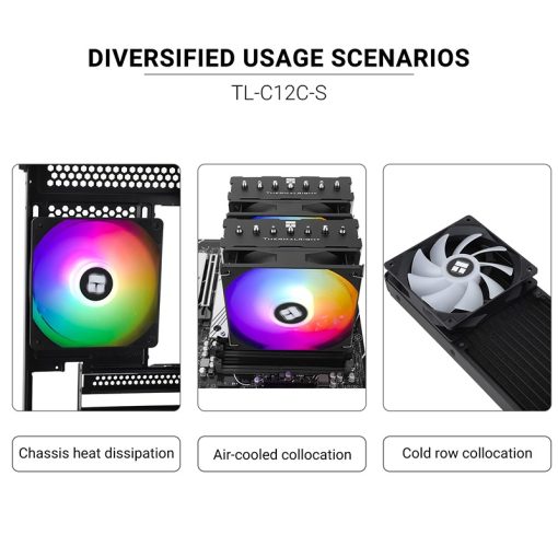 Thermalright TL-C12C-S - 120mm ARGB Case Cooler Fan, 4-Pin PWM Silent Computer Fan with S-FDB Bearing, Up to 1550RPM Cooling Fan - Black - Image 3