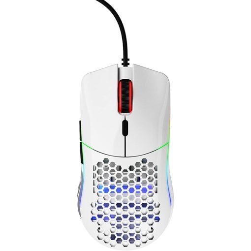 Model O Wired RGB Gaming Mouse Glossy White honeycomb shell