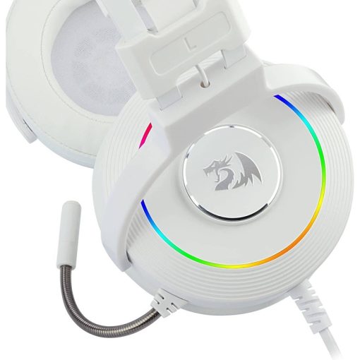 Redragon Lamia 2 H320W RGB Gaming Headset – White, USB, Powerful 7.1 Virtual Surround Sound, Includes Microphone and Stand, PC Compatible - Image 3