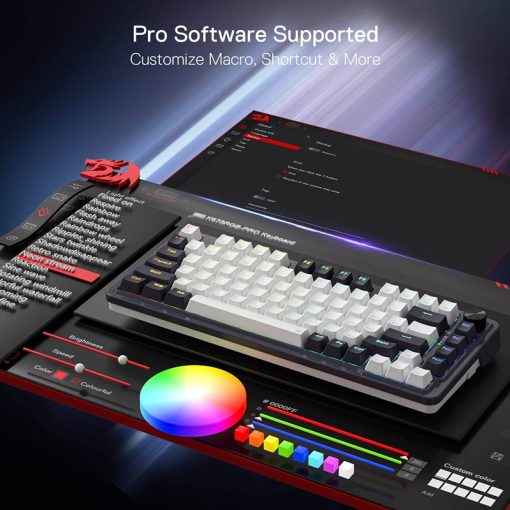 Redragon K673 PRO 75% Wireless Gasket RGB Gaming Keyboard – 81 Keys, Hot-Swappable Linear Red Switches, RGB Backlighting, Compact Design, Dedicated Knob Control, Sound-Absorbing Pads, Wireless Connectivity - Image 3