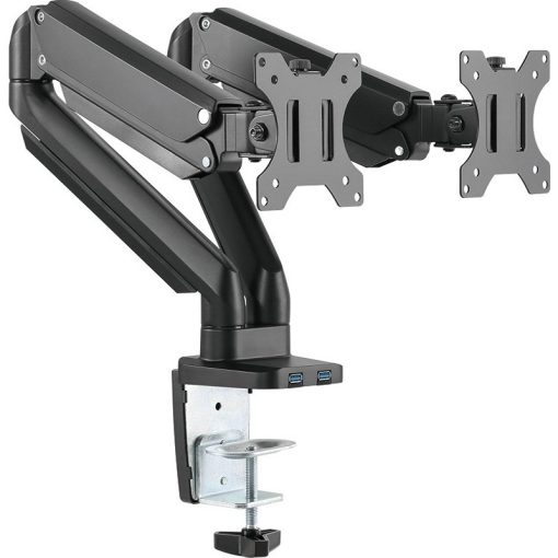 Twisted Minds Premium Dual Monitor Arm – Aluminum Gas Spring Pole Mounted, Detachable VESA Plate, 2 Accessible USB 3.0 Ports, Free Tilt Design, Black (Model TM-26-C012U) - Image 3