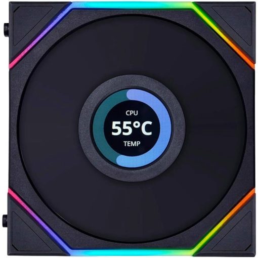 Lian Li UNI FAN TL LCD 120 RGB – 3-Pack, Black, Includes Controller (Model 12TLLCD3B) - Image 3