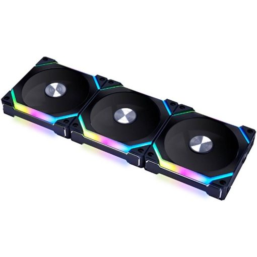 Lian Li UNI Fan SL120 V2 RGB – Black Triple Pack, Includes Controller (Model UF-SL120V2-3B)
