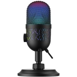 Havit GK52 Live Recording Microphone – Black, Cardioid Pickup Pattern, 48kHz/16Bit, Dynamic RGB Lighting, Gain & Mute Buttons, Shock Absorber Support