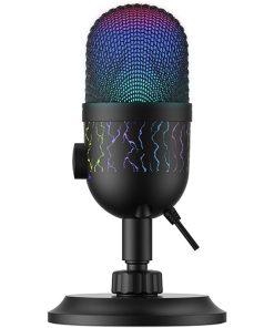 Havit GK52 Live Recording Microphone – Black, Cardioid Pickup Pattern, 48kHz/16Bit, Dynamic RGB Lighting, Gain & Mute Buttons, Shock Absorber Support